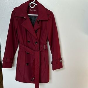 Calvin Klein burgundy trench coat